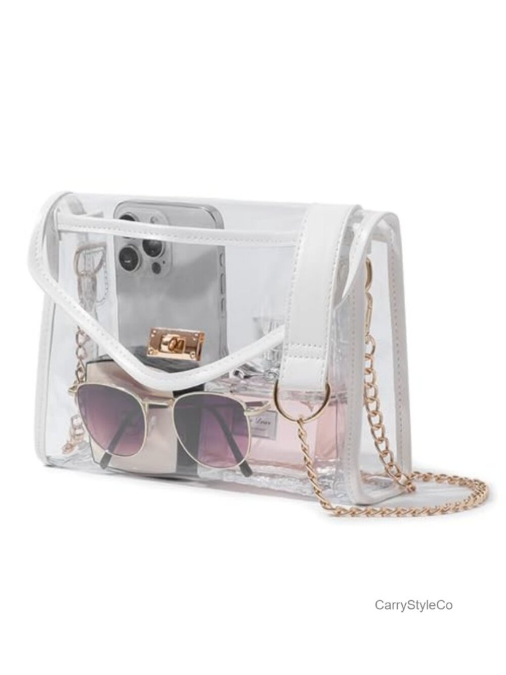 Clear Stadium Approved Crossbody Bag with Leather Edging for Concerts Events